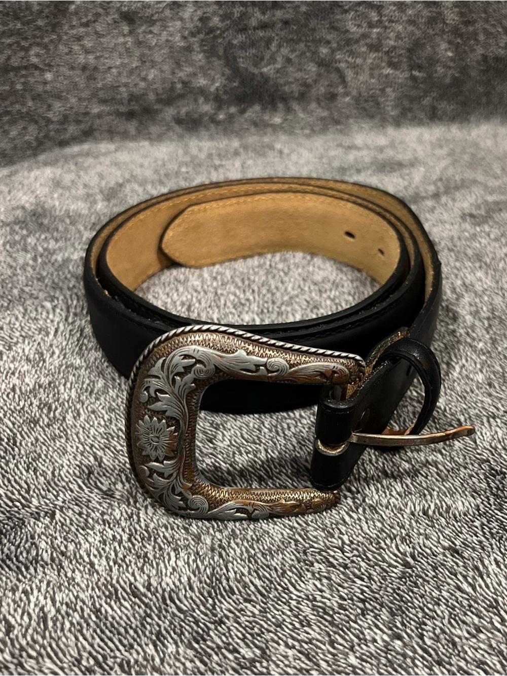 Tony Lama black genuine leather western men’s belt size 38